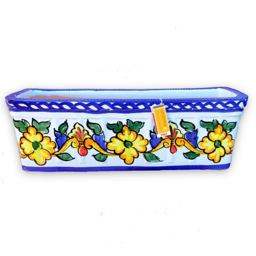 CERAMICA Y DECORACION Jardinera de Ceramica Espanola Pintada a Mano Diseno Flor Amarilla1