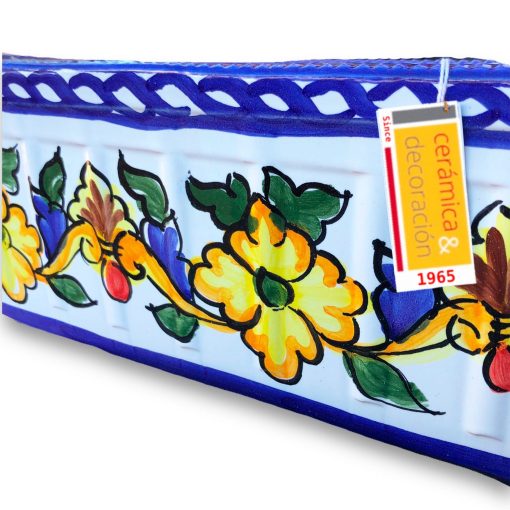 CERAMICA Y DECORACION Jardinera de Ceramica Espanola Pintada a Mano Diseno Flor Amarilla3