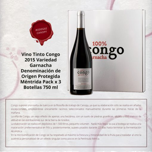 BODEGAS CANOPY SL Vino Tinto Congo 2015 Pack x 3 Botellas 750 ml 013 1662577925