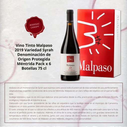 BODEGAS CANOPY SL Vino Tinto Mal Paso 2019 Pack x 6 Botellas 75 cl 012 1662576127