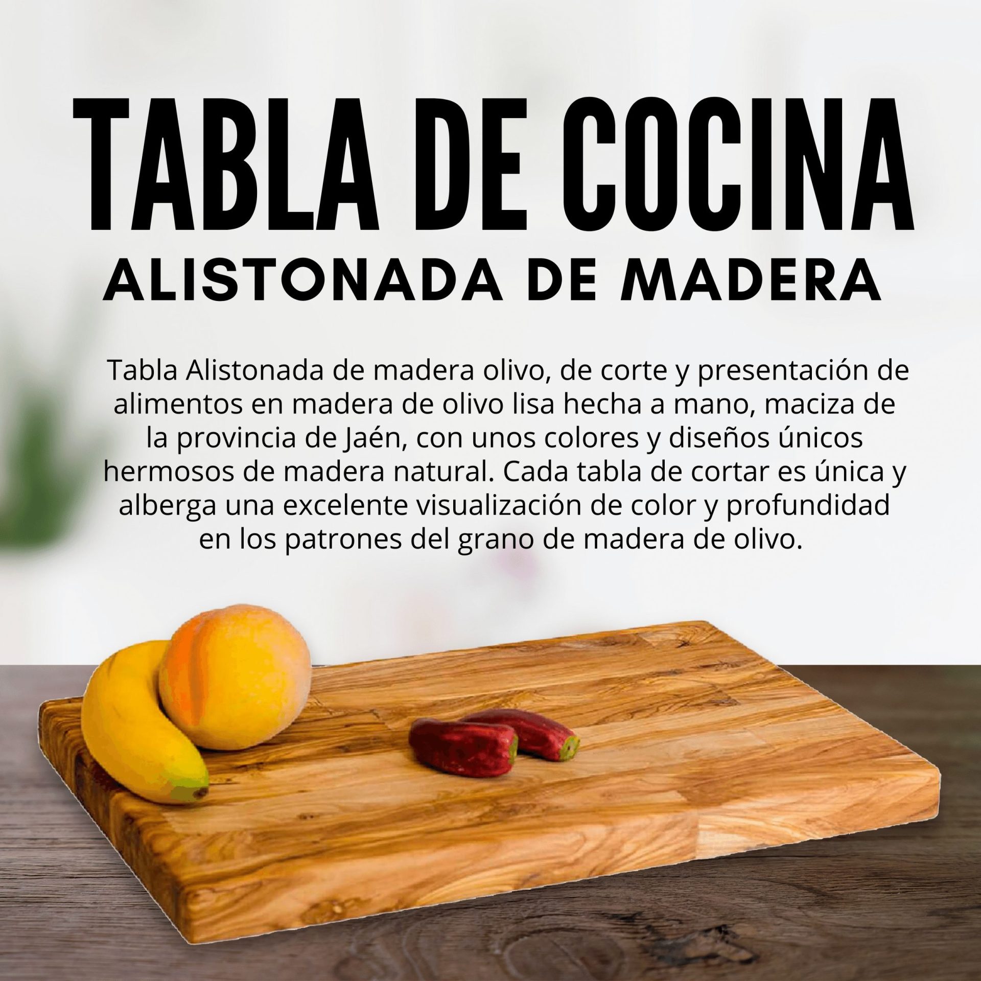 TABLA DE COCINA MADERA DE OLIVO - Aceite de Oliva Extra Virgen