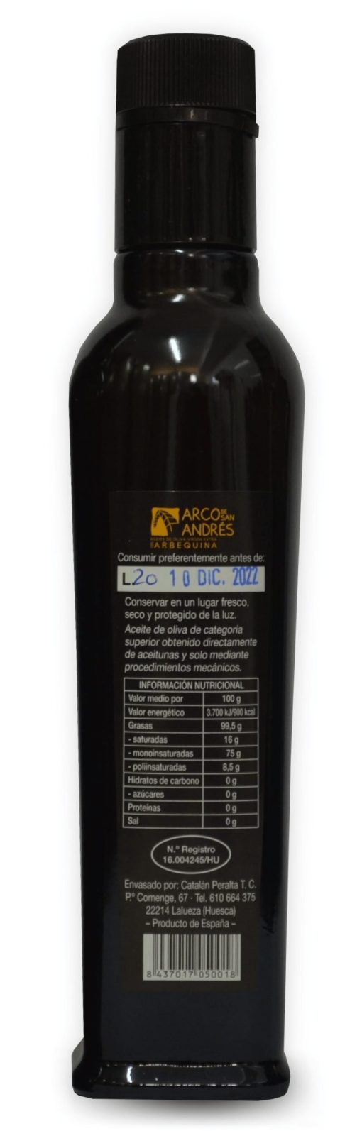 ArcoDeSanAndres AOVE Arbequino Albahaca Botella 250ml LU 002 1671630846