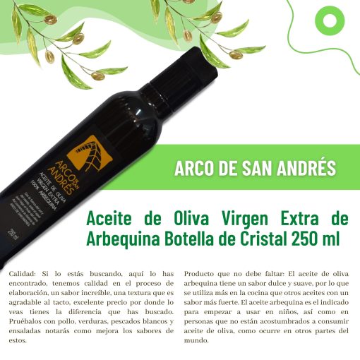 ArcoDeSanAndres AOVE Arbequino Botella 250ml st 10 1677006727