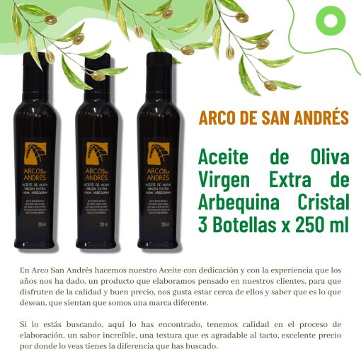 ArcoDeSanAndres AOVE Arbequino 3Botellas 250ml st 10 1696505366